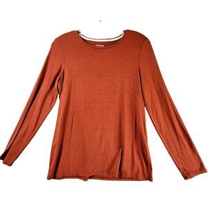 Chico’s The Ultimate Tee Women Small Long Sleeve Rust Rayon-Spandex